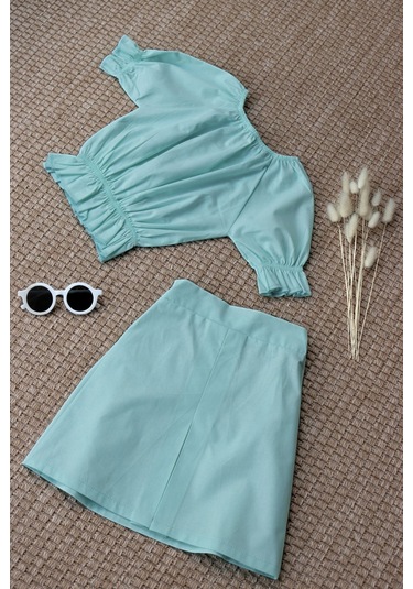 Parla Kids Kız Çocuk Alina Madonna Su Yeşili Etek Bluz Takım Su Yeşili