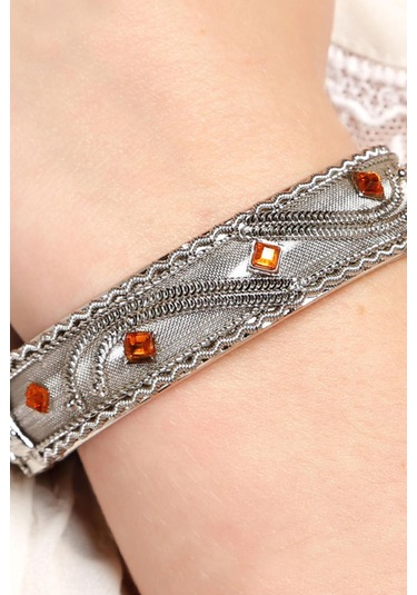 Tblk03050 Kırmızı Taşlı Metal Kelepçe Model Kadın Bilezik 3044-3097 Çok Renkli