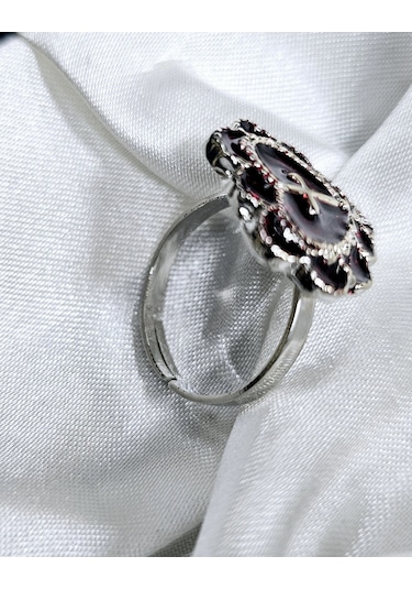 Dükkan Design Gotik Haçlı Kalp Yüzük Kırmızı
