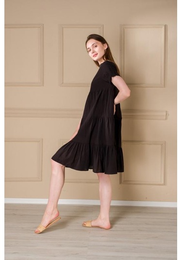 Pastelastore Kadın Yazlık Pamuk Kısa Elbise 1108 Siyah