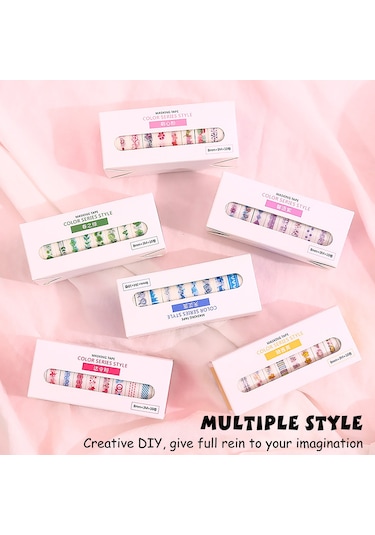 Lemestar 10 Rulo Renkli Washi Bant Seti - Dıy Günlük, Planlayıcı Ve Hediye Paketleme İçin Şık Dekorasyon