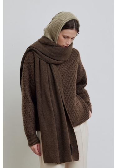 Cozy Yumuşak Dokulu Atkı Kahverengi Kahverengi