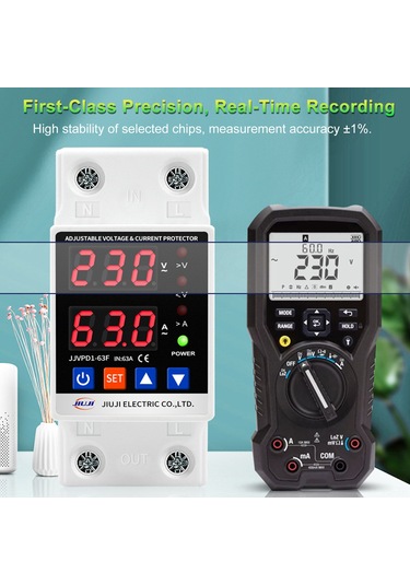 Yunboo Ev Salonu Akıllı Akım-voltaj Koruyucu 63a Beyaz, Otomatik Yeniden Başlatma, Aşırı Akım-aşırı Gerilim Koruması, Jjvpd1