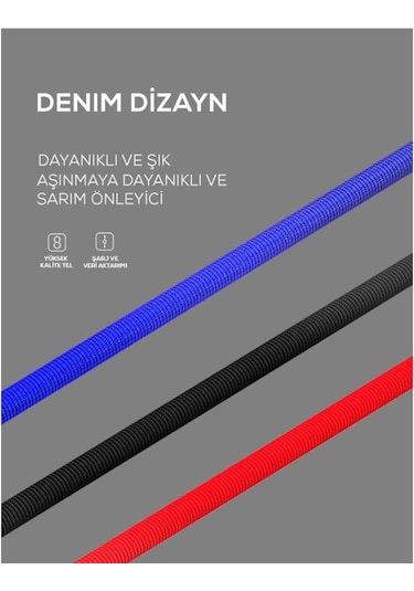 Hasır Kırılmaya Dayanıklı 1M Ls63 Micro Usb Kablo