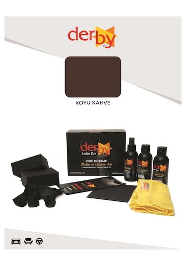 Derby Koyu Kahve Deri Döşeme Ve Direksiyon Boyama 3 Lü Set