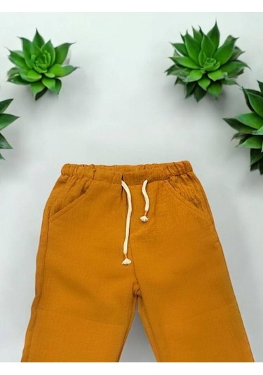 Çikoby Erkek Çocuk Keten Pantolon-14561 Kiremit