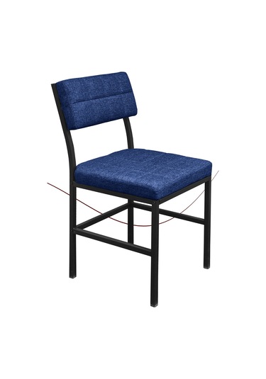 Nemeron İkon Mutfak Sandalyesi Keten Kumaş Metal Sandalye Silinebilir Kafe Salon Sandalyesi - Lacivert Lacivert