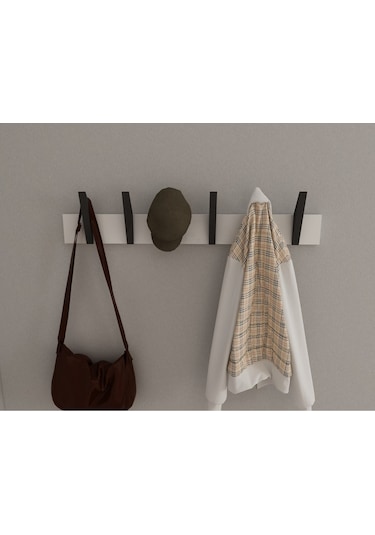 Hepsi3boyutlu Modern Duvar & Kapı Kanca Askılık - 6 Adet Siyah Kanca Askılık - Model No : 4 Siyah