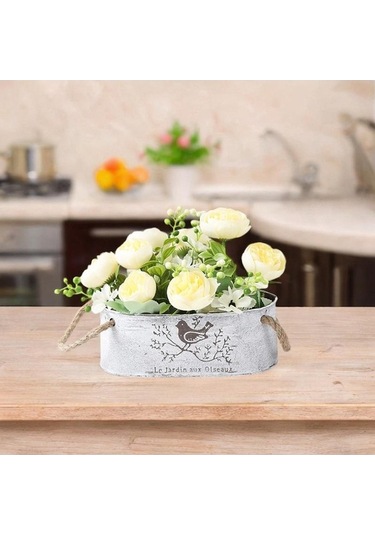 Pazly Vazo Suntek Saksuk Rustik Metal Kovası Demir Çiçeklik 21x11x8cm Rp