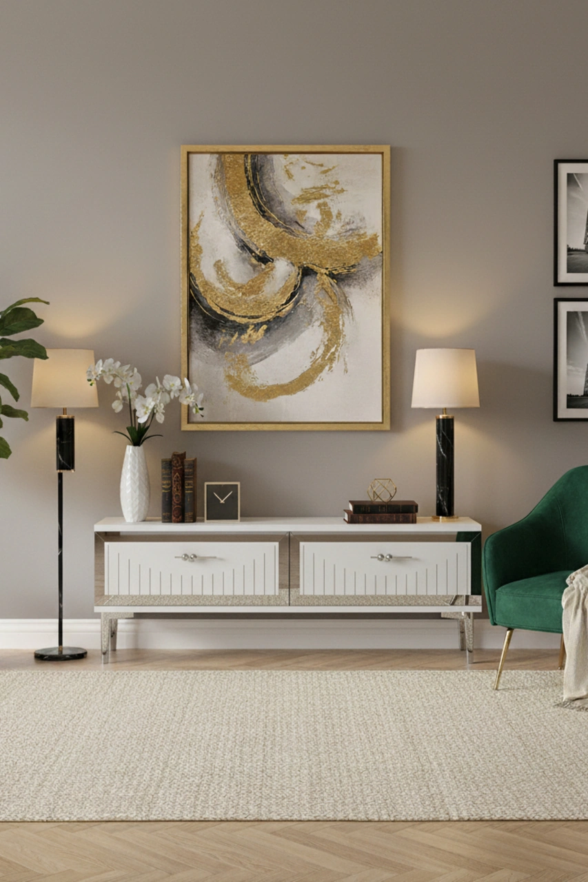 Tsa1204bs - Tunatv120 Tv Stand, Tv Sehpası Beyaz-sılver 120cm Beyaz