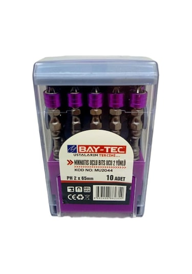 Bay-tec Mu2044 Mıknatıs Uçlu Bits Ucu 2 Yölü Ph2x65mm 10 Adet