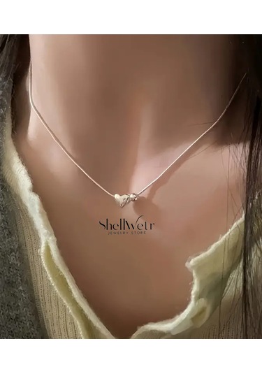 Palermo S925 Ayar Gümüş Kalp Kolye Ve Gümüş Bileklik Altın - Gümüş