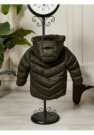 Benitto Kids Kız Bebek Çocuk Kapüşonlu Mont 51360 Haki
