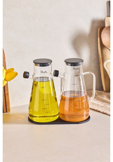 Gael Black 2 Li 900 Ml Tepsili Yağlık-sirkelik Seti 3 Parça Borosilikat Seffaf Şeffaf