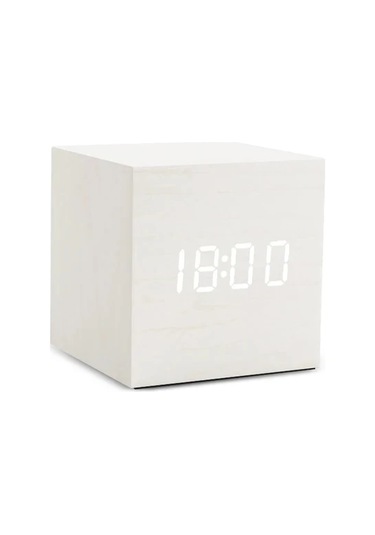 Sıcaklık Ses Kontrolü Ile Ahşap Dijital Çalar Saat Elektronik Saatler White