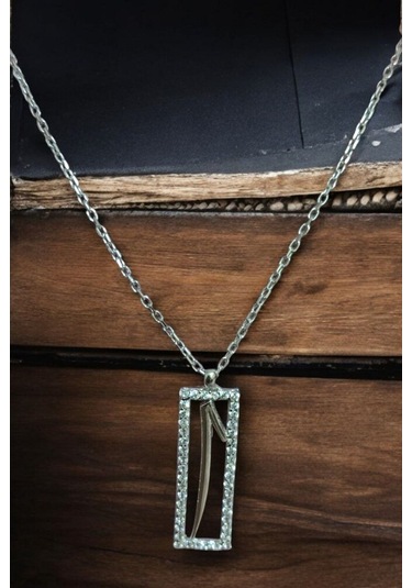 Modagümüşevi 925 Ayar Gümüş Elif Yazılı Kolye, Gümüş Kadın Kolye, Elif Kolye Md-2