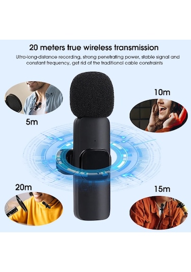 K35 Kablosuz Yaka Mikrofonu Aux Girişli Mini Taşınabilir Mikrofon
