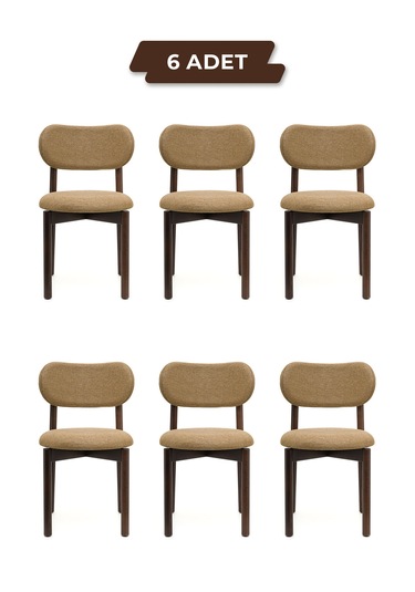 Ocean Ceviz Ahşap 6'lı Mutfak Salon Yemek Odası Sandalyesi