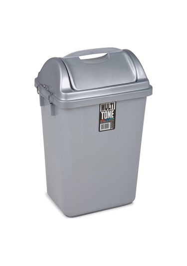 Bora Plastik Köşeli Çöp Kovası Itmeli Açık Gri