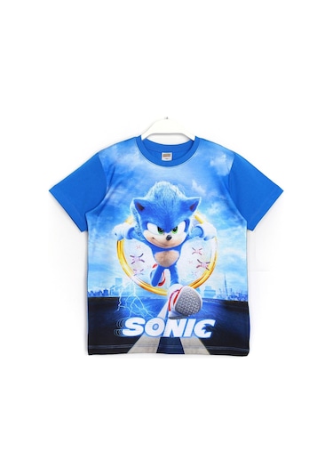 Kirpi Sonic The Hedgehog Yazlık Kısa Kollu T-Shirt Mavi