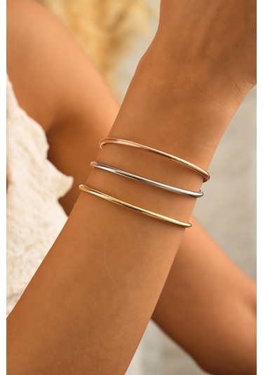 Sefa Gold 14 Ayar Altın İtalyan Esnek Bileklik Sarı Sarı - Beyaz Altın