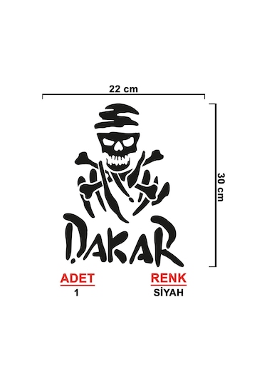 Dakar Kuru Kafa Sticker - Dakar Sticker - 22cmx30cm - Siyah