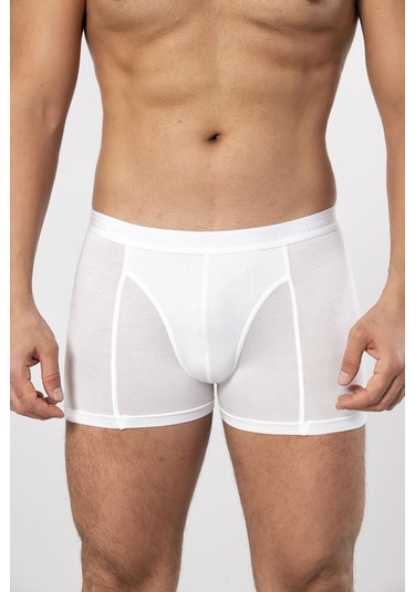 Weweus Beyaz Micro Modal Premium Erkek Boxer 1418 Beyaz