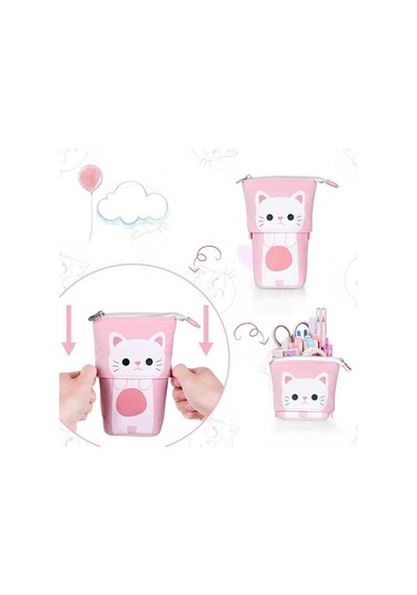 Teleskopik Kanvas Kalem Kutusu, 2 Mürekkepsiz Dolma Kalemli Ayaklı Kalem Kutusu, Erkek, Kız, Öğrenci Ve Ofis Malzemeleri İçin Kalem Kutusu Diğer