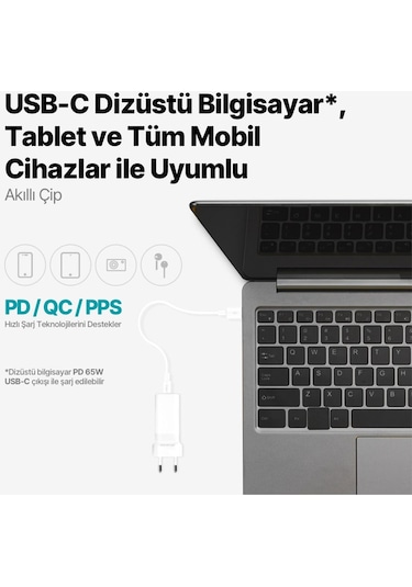 Ttec 2SCG03B Smartcharger Trio Gan 65W 2 Usb-C+ Usb-A PD Hızlı Şarj Aleti
