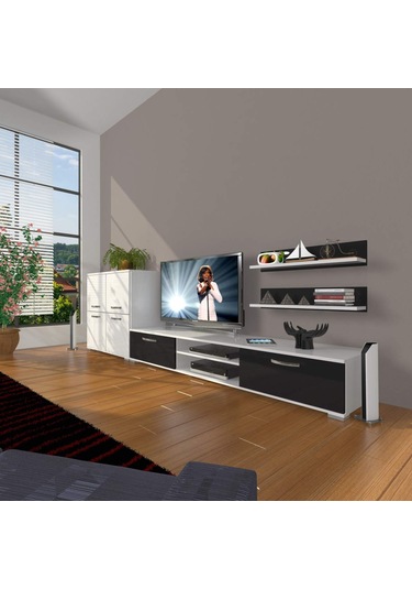 Decoraktiv Eko On Mdf Dvd Tv Ünitesi Tv Sehpası Beyaz - Siyah
