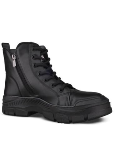 Mp 2421884 Siyah Kadın Fermuarlı Bağcıklı Spor Bot Siyah