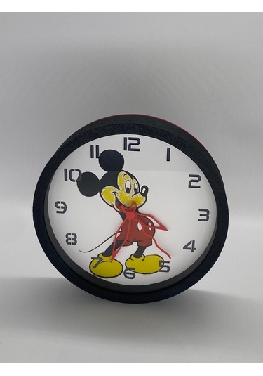 Micky Mouse Temalı, Siyah Kasa Duvar Saati Siyah