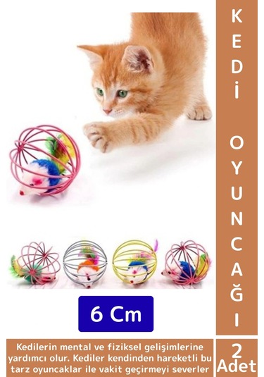 Evcil Hayvan İlgi Çekici Eğlenceli Vakit Zihinsel Gelişim Kafesli Fareli Kedi Köpek Oyun Topu 2 Adet