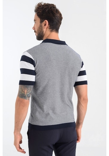 Heyss Polo Yaka Kısa Kollu Desenli Erkek Triko (380736880) Lacivert