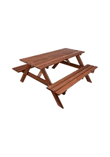 Ahşap Bahçe Masası Piknik Masası Kahverengi