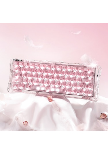 Gravastar Mercury V60 Manyetik Switch Gaming Klavye, Kablolu, İngilizce Q, Crystal Rose