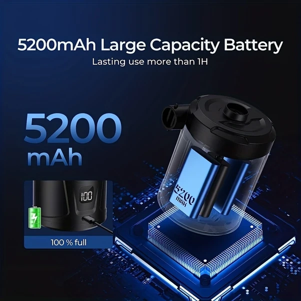 Willowhaven Siyah Kablosuz Taşınabilir Çift Amaçlı Elektrikli Hava Pompası Yüzme Havuzu Şişme Yatak Ve Simit İçin