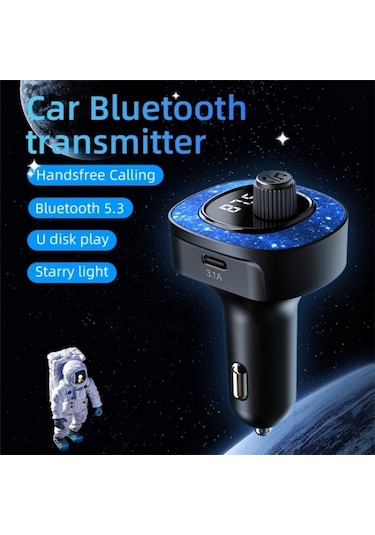 Sones C41 Yıldız Işığı Araç Şarj Cihazı Abs Adaptörü Fm Verici Bluetooth Eller Serbest Arama Mp3 Müzik Çalar