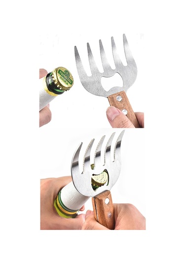 Xiyyadms Paslanmaz Çelik Et Pençesi - Uzun Ahşap Saplı, Kaymaz Tutuşlu, Kolay Temizlenir Bbq Ve Et Ayırma Aleti Diğer