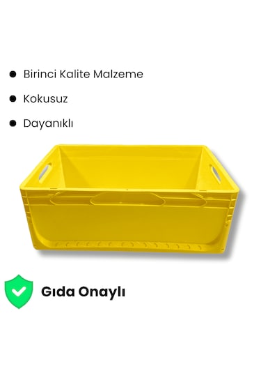 Alpbx 1.kalite Sarı Plastik Kasa 60x40x22 Cm - Kutu 44 Litre Sarı