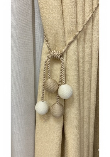 Modern Sarım 4 Toplu Braçol Kornişe Takmatik Ipli Tavan Perde Aksesuarı Vizon - Krem