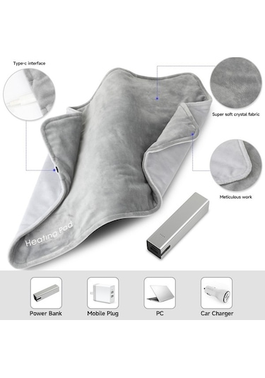 Agoodshop Isıtma Minderi Battaniye Ofis Koltukları Tip C Kablolu Ped Isıtıcı Hızlı Isıtma Elektrikli Sı