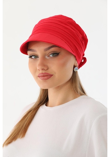 Safari Bağlamalı Kırmızı Siperli Bandana Vizör Kırmızı