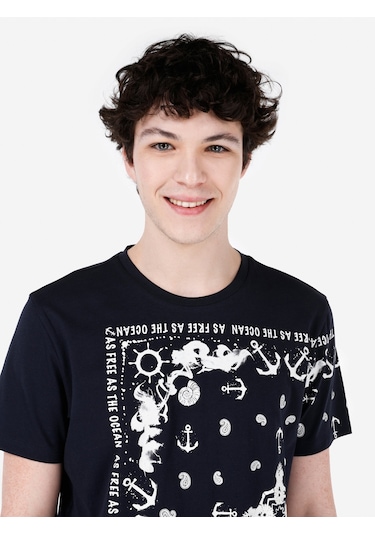 Colins Lacivertvert Erkek Tshirt K.Kol Cl1067707 Q1.V2 Nav Lacivert