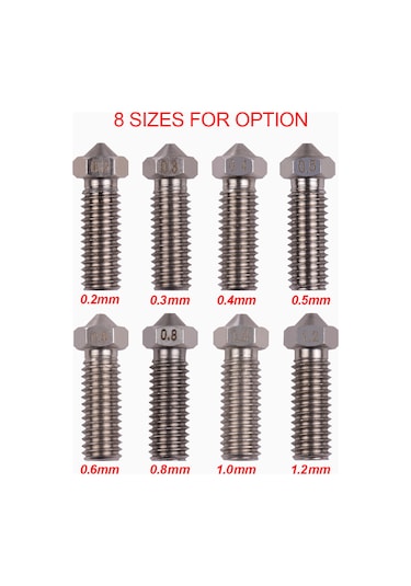 Neevoyu 3d Yazıcı Volkan Nozülü Seti 3 Adet - Paslanmaz Çelik, 0.6mm Çıkış Çapı, 1.75mm Filament Uyumlu, M6 Dış Dişli