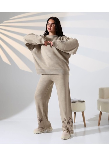 Marakeş Esintisi Alt-üst Triko Takım Vizon