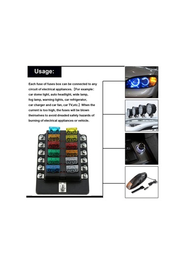 Ximistore9 12 Yollu Led Göstergeli Sigorta Kutusu + 10 Adet Sigorta + 10 Sarı Terminal 30