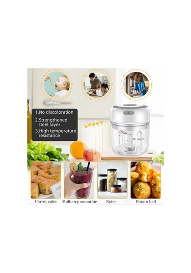 Elektrikli Sarımsak Ezici - Mini Sarımsak Ezici, Taşınabilir Et Doğrayıcı A Beyaz