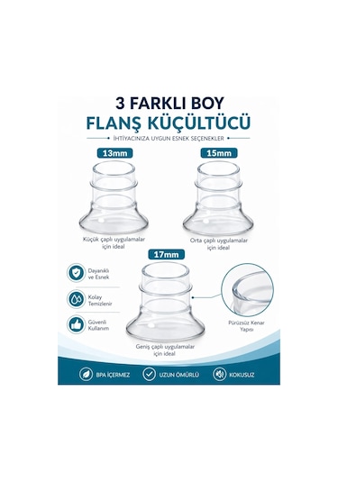 Babyhope Göğüs Pompası Kalkanı Silikon Flanş Küçültücü 13-15-17mm