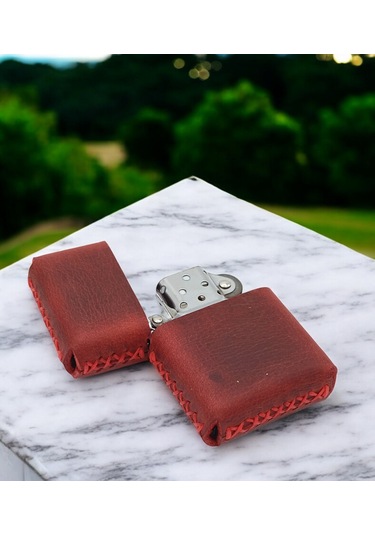 Cronder Hakiki Deri Çakmak Kılıfı Kımızı